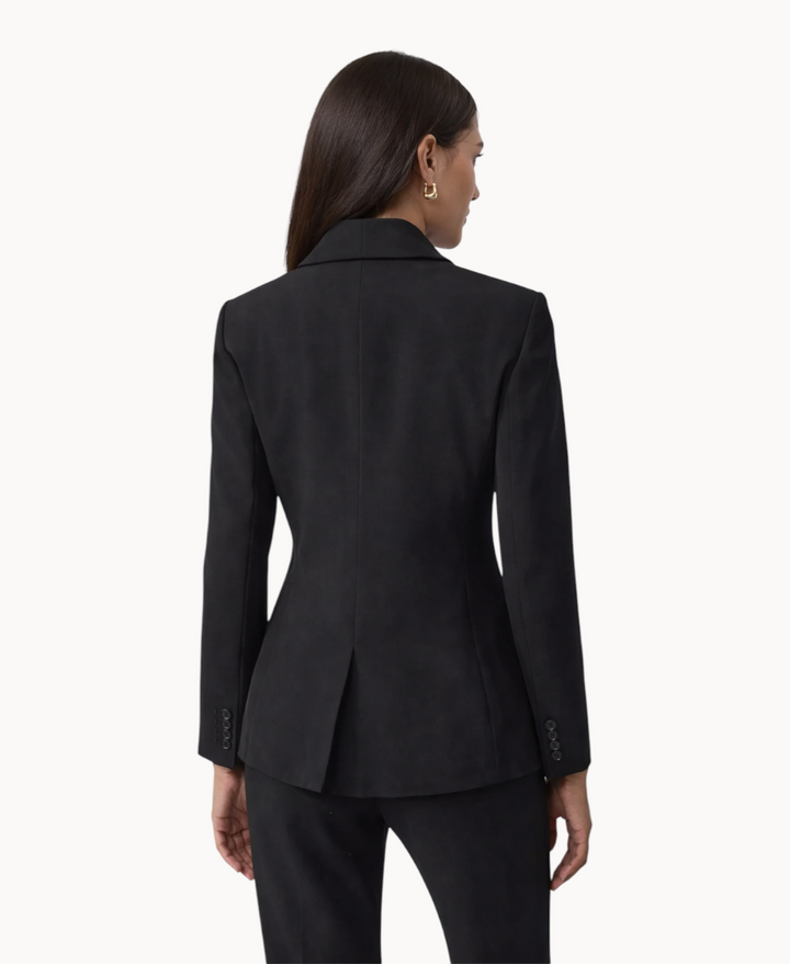 Petite Straight Fit Shawl Collar Blazer For Women – Long Sleeves, Button Cuffs, Single Button Front Closing+2