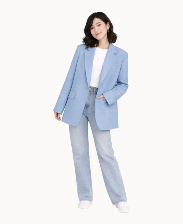 Petite Oversized Blazer for Women – Korean Style Loose Fit Tailored Blazer